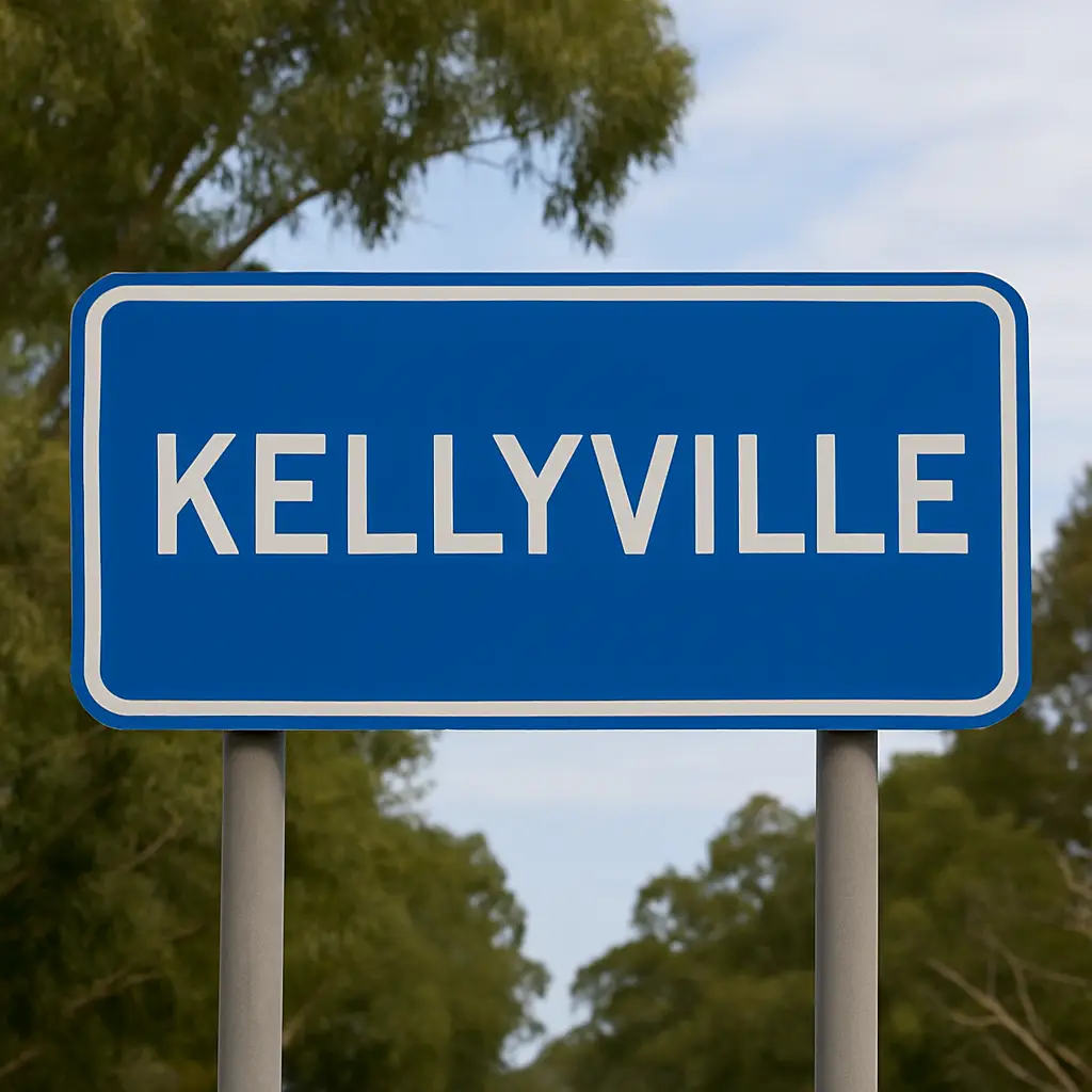 Kellyville suburb sign in Sydney, representing a local airport shuttle pickup location for reliable transfers